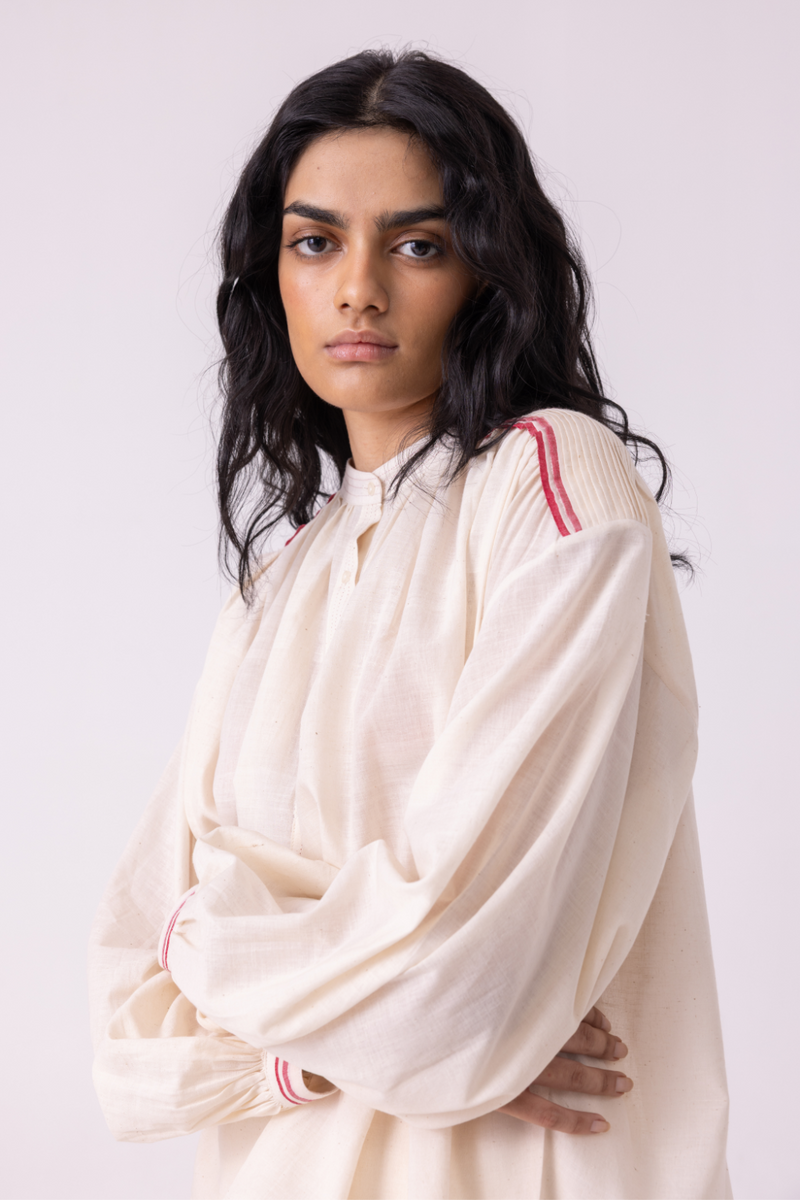 Sveta Off White Handwoven Top cotton by The Summer House for women Worldwide