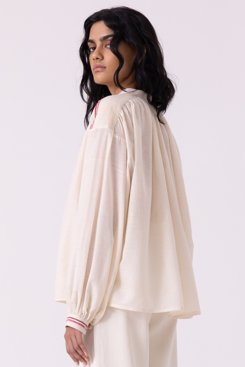 Sveta Off White Handwoven Top cotton by The Summer House for women Worldwide