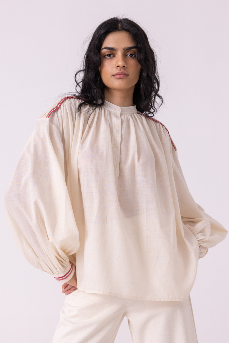 Sveta Off White Handwoven Top cotton by The Summer House for women Worldwide
