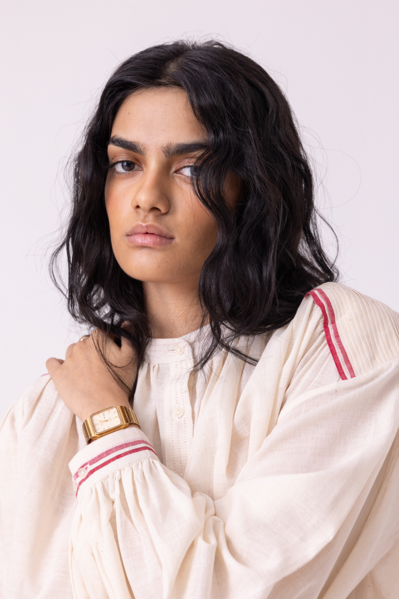 Sveta Off White Handwoven Top cotton by The Summer House for women Worldwide