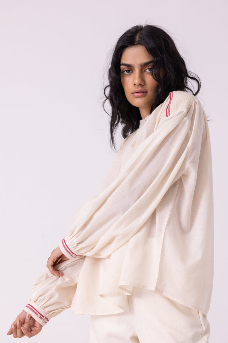 Sveta Off White Handwoven Top cotton by The Summer House for women Worldwide