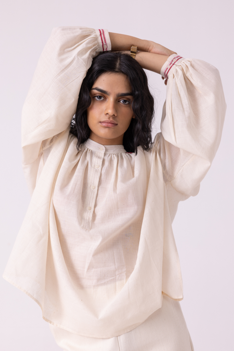 Sveta Off White Handwoven Top cotton by The Summer House for women Worldwide