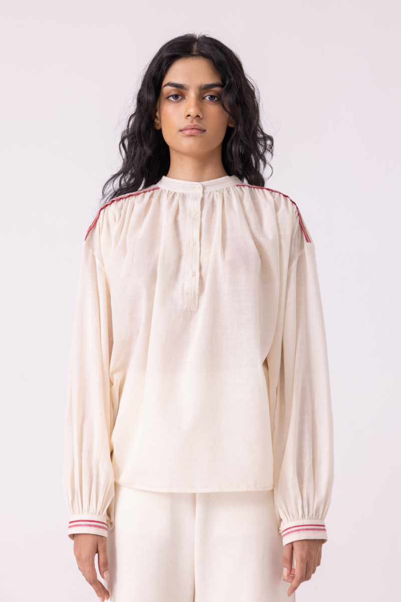 Sveta Off White Handwoven Top cotton by The Summer House for women Worldwide