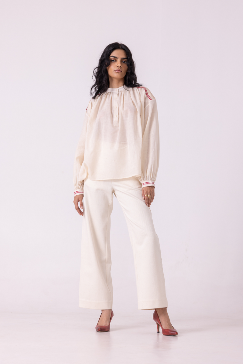Sveta Off White Handwoven Top cotton by The Summer House for women Worldwide