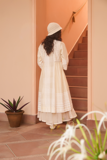 MAGGIE DRESS-IVORY chanderi by SWATTI KAPOOR in ivory color for women Worldwide