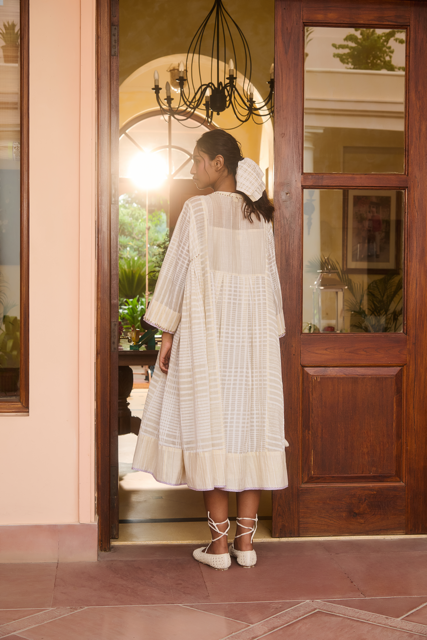 BILLIE KURTA-IVORY chanderi by SWATTI KAPOOR in ivory color for women Worldwide
