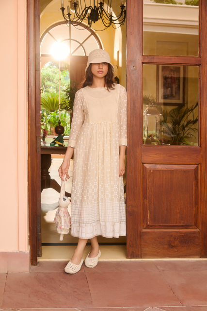 HILDA KURTA-IVORY chanderi by SWATTI KAPOOR in ivory color for women Worldwide