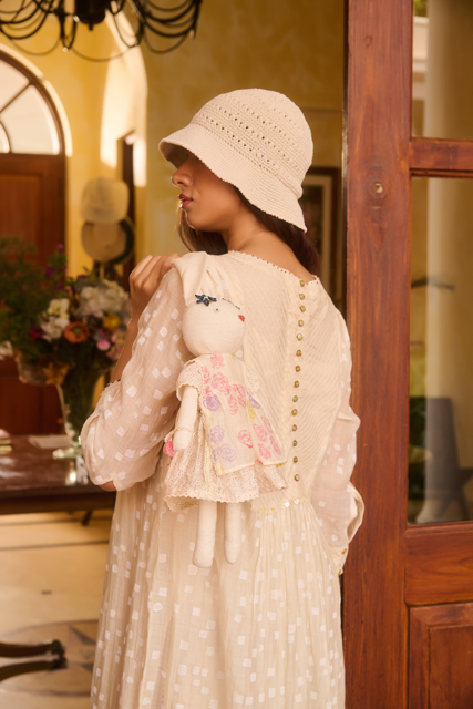 HILDA KURTA-IVORY chanderi by SWATTI KAPOOR in ivory color for women Worldwide