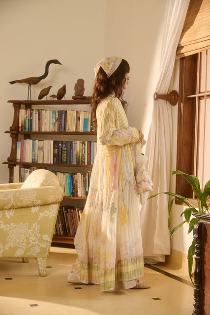 ROSIE DRESS-IVORY chanderi by SWATTI KAPOOR in ivory color for women Worldwide