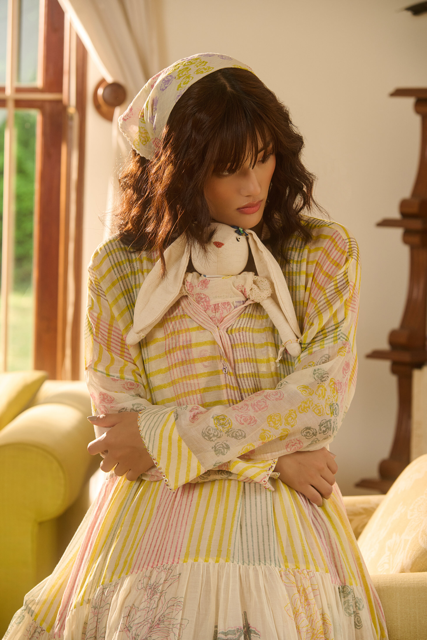 ROSIE DRESS-IVORY chanderi by SWATTI KAPOOR in ivory color for women Worldwide
