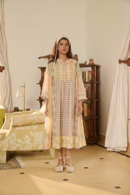 DORA KURTA-IVORY chanderi by SWATTI KAPOOR in ivory color for women Worldwide