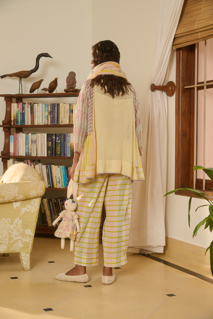 ALICE PANT-IVORY 100% cotton by SWATTI KAPOOR in ivory color for women Worldwide