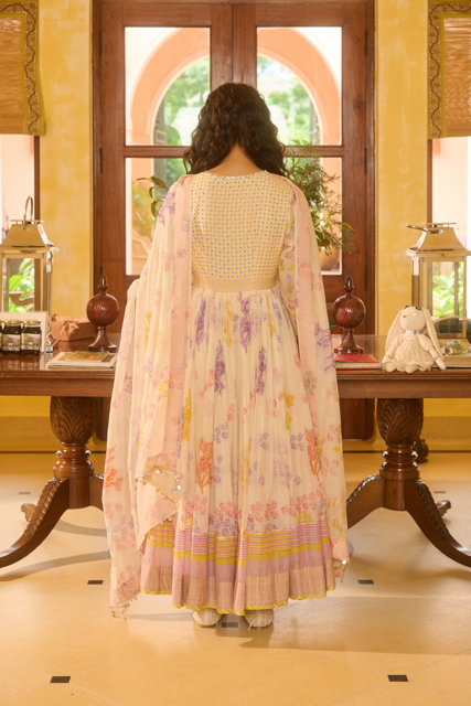RUBY KURTA-IVORY chanderi by SWATTI KAPOOR in ivory color for women Worldwide