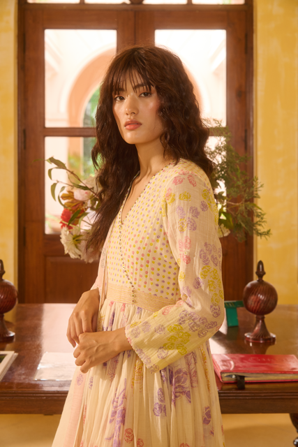 RUBY KURTA-IVORY chanderi by SWATTI KAPOOR in ivory color for women Worldwide