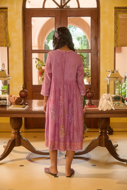 MYRA DRESS-PURPLE chanderi by SWATTI KAPOOR in purple color for women Worldwide