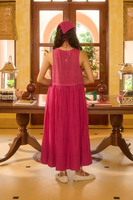 SALLY DRESS-PINK silk by SWATTI KAPOOR in pink color for women Worldwide