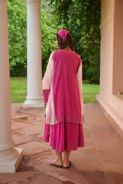 JESSIE OVERLAY-PINK & IVORY silk by SWATTI KAPOOR in multi color for women Worldwide