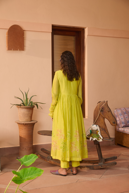 BERY KURTA-YELLOW chanderi by SWATTI KAPOOR in yellow color for women Worldwide