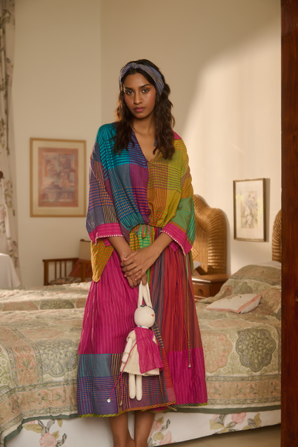ZORA SKIRT-MULTICOLOR silk by SWATTI KAPOOR in multi color for women Worldwide