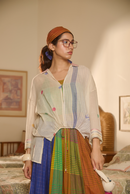 YANA SKIRT-MULTICOLOR silk by SWATTI KAPOOR in multi color for women Worldwide