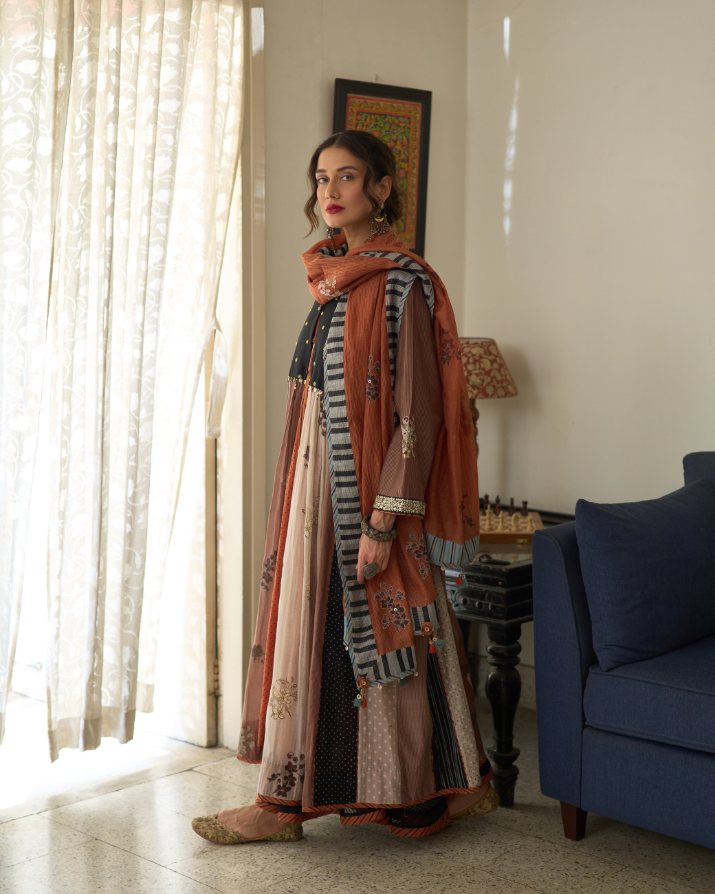 Aria Kurta chanderi kurta/kurta set by SWATTI KAPOOR in multi-color for women Worldwide