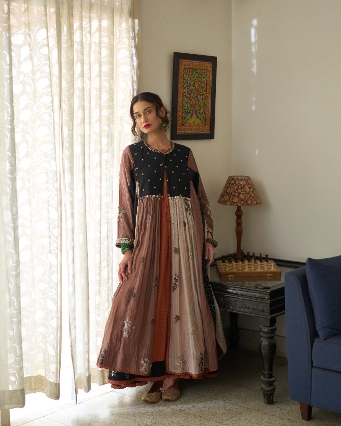 Aria Kurta chanderi kurta/kurta set by SWATTI KAPOOR in multi-color for women Worldwide