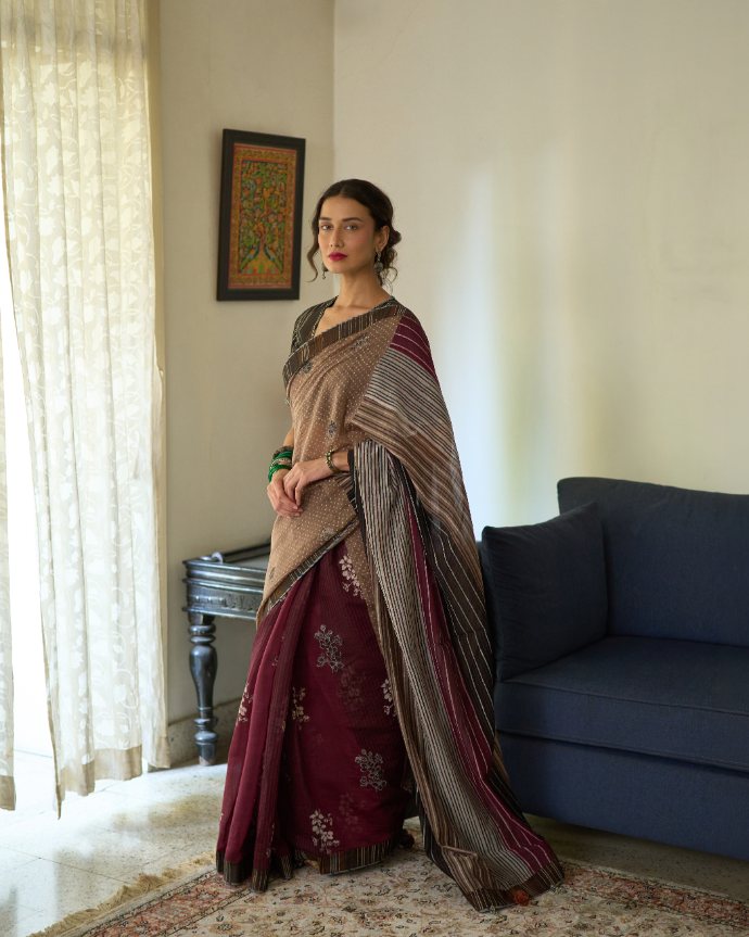 Malti Sari chanderi saree by SWATTI KAPOOR in multi-color for women Worldwide