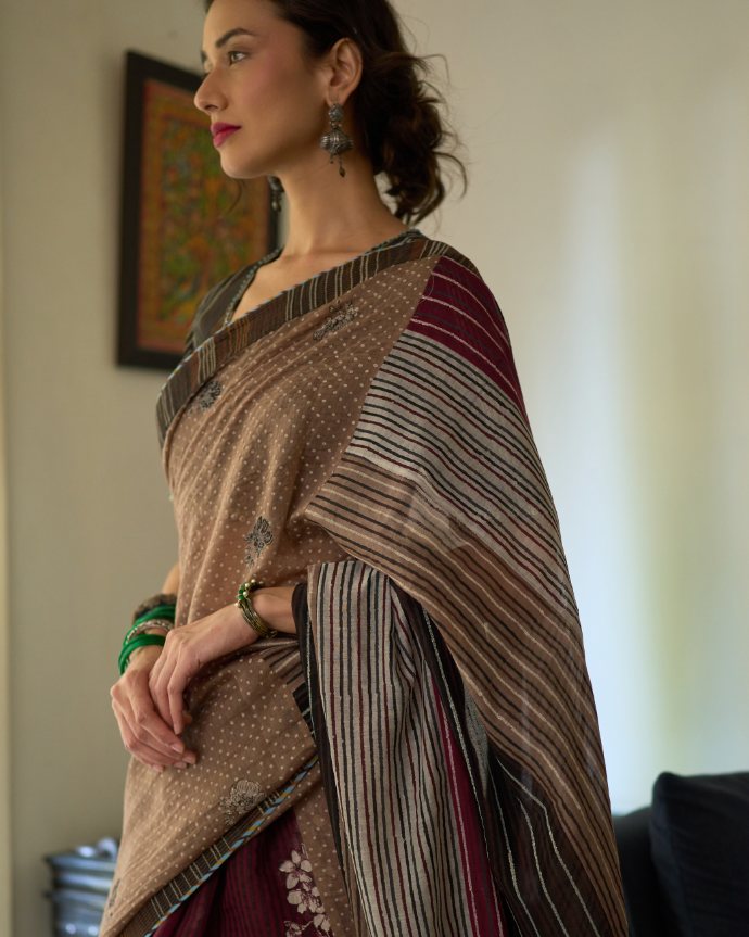 Malti Sari chanderi saree by SWATTI KAPOOR in multi-color for women Worldwide