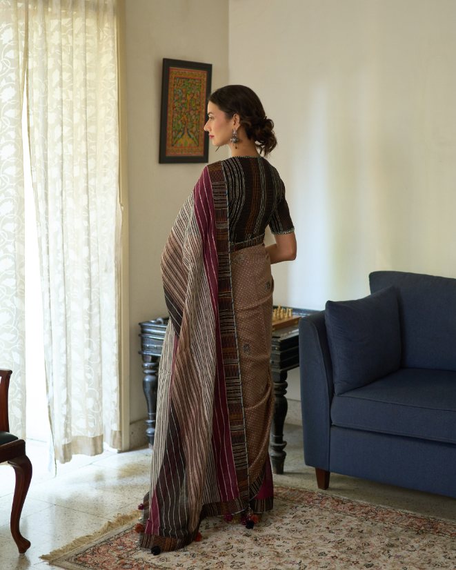 Malti Sari chanderi saree by SWATTI KAPOOR in multi-color for women Worldwide