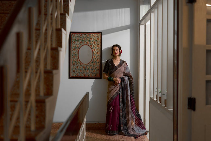 Malti Sari chanderi saree by SWATTI KAPOOR in multi-color for women Worldwide