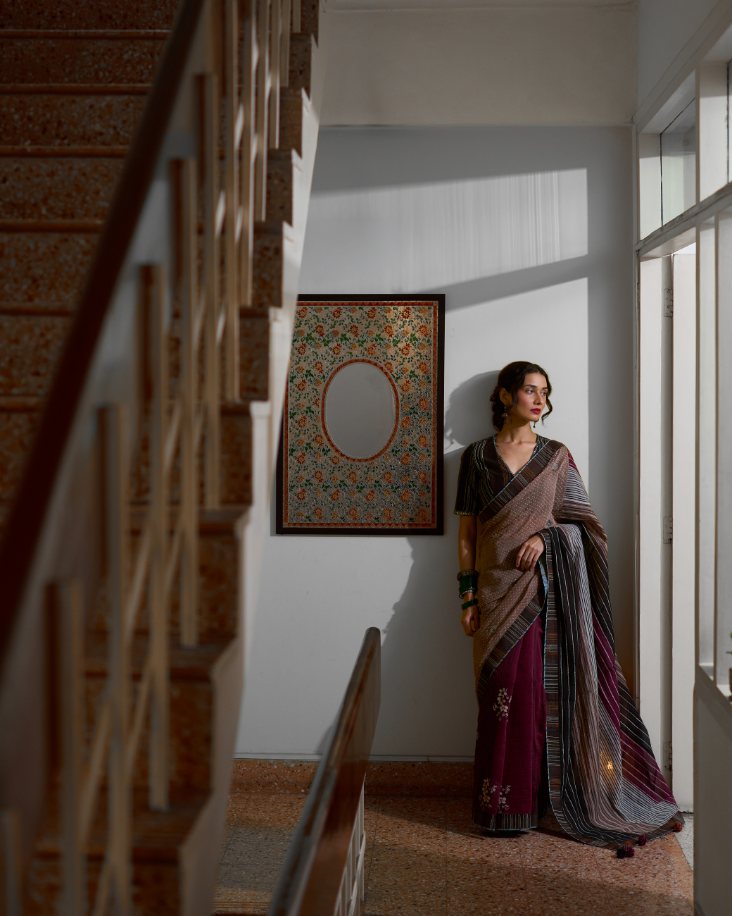 Malti Sari chanderi saree by SWATTI KAPOOR in multi-color for women Worldwide