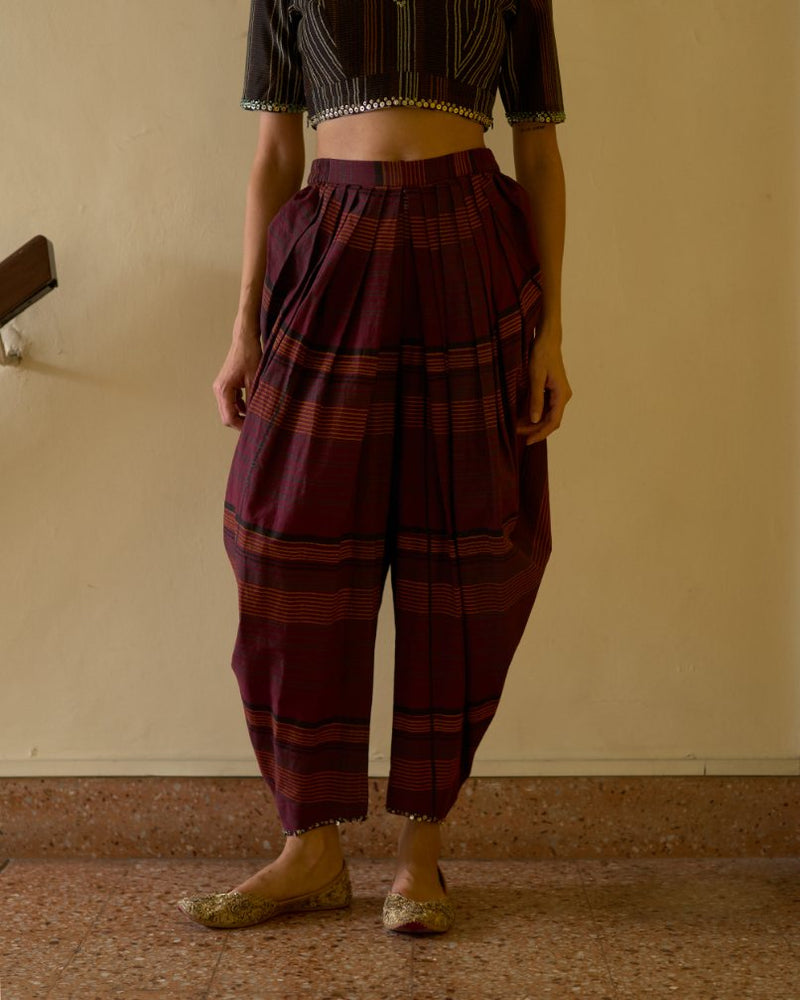 Kumud Pant cotton pyjama/salwar by SWATTI KAPOOR in maroon for women Worldwide