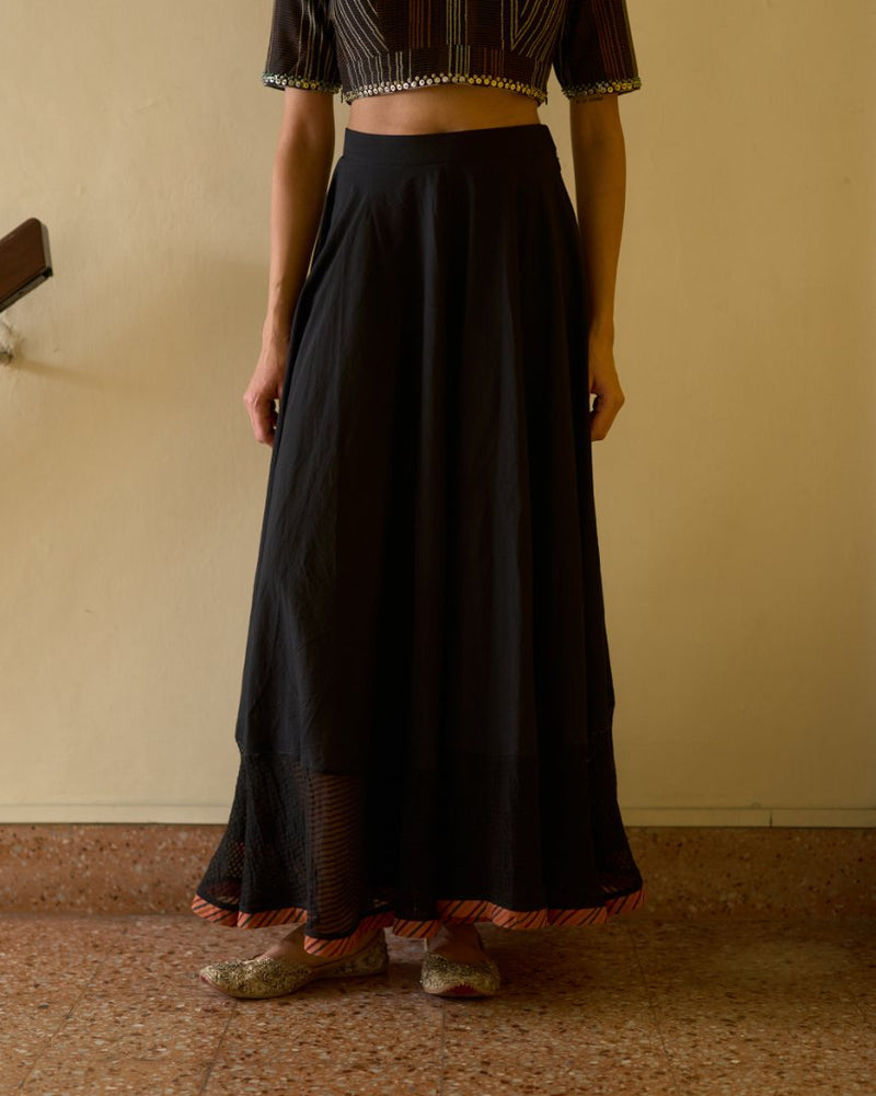 Kavita Pant silk organza pyjama/salwar by SWATTI KAPOOR in black for women Worldwide