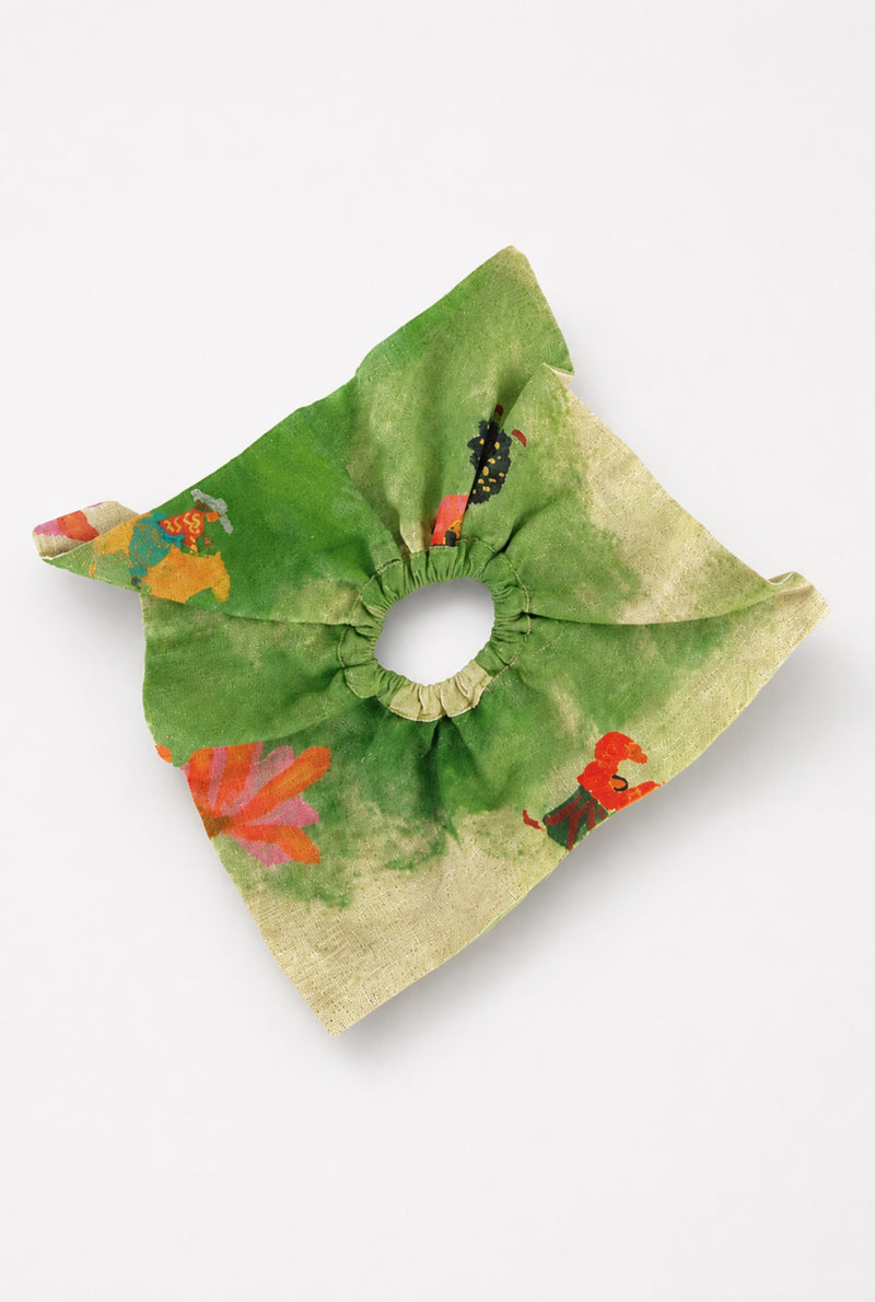 Sway Box Scrunchie cotton hair accessorie by JodiLife in offwhite, green for women Worldwide