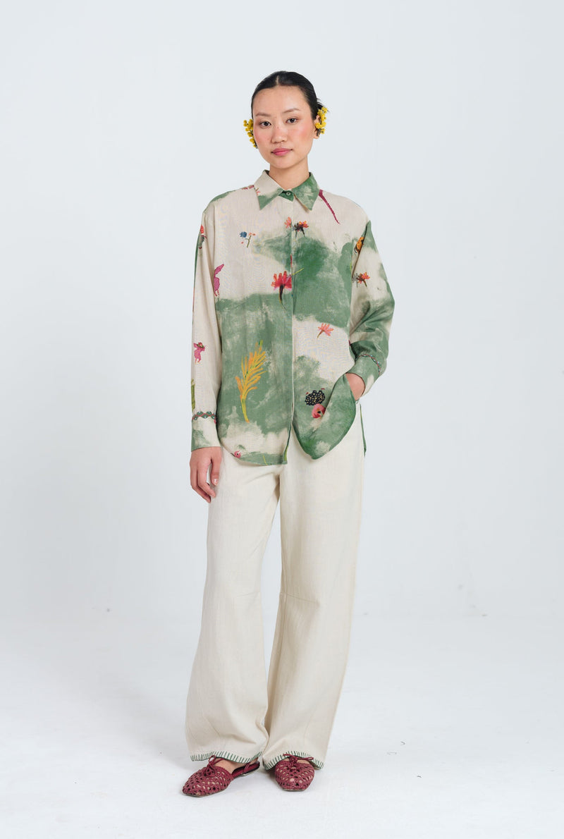 Sway Shirt cotton flex top/shirt by JodiLife in offwhite, green for women Worldwide