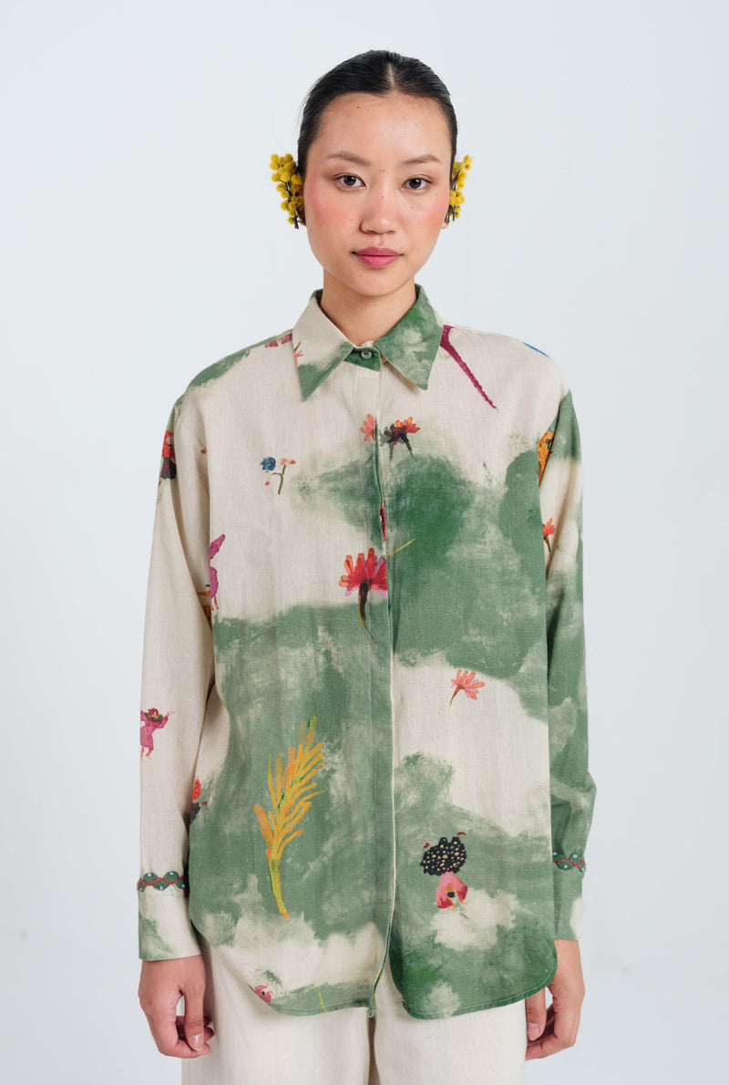 Sway Shirt cotton flex top/shirt by JodiLife in offwhite, green for women Worldwide