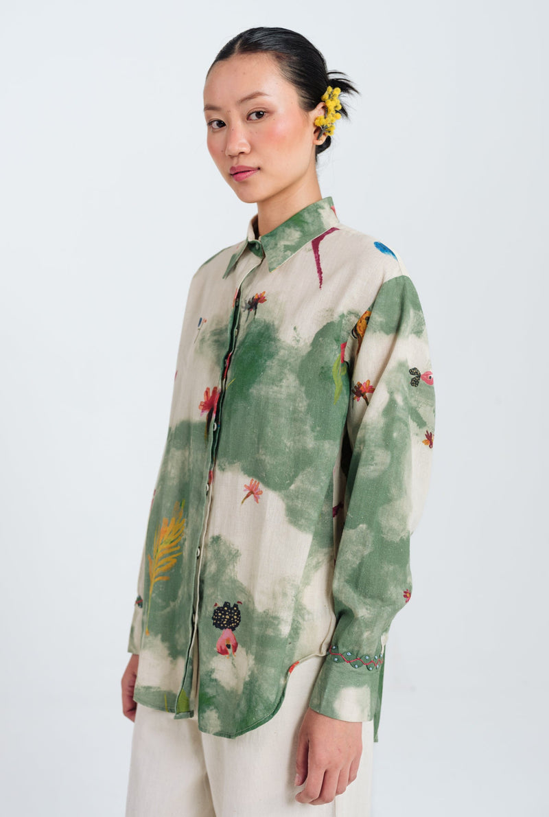Sway Shirt cotton flex top/shirt by JodiLife in offwhite, green for women Worldwide