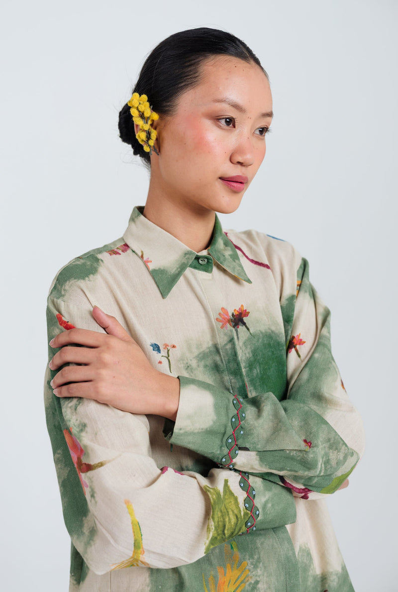 Sway Shirt cotton flex top/shirt by JodiLife in offwhite, green for women Worldwide