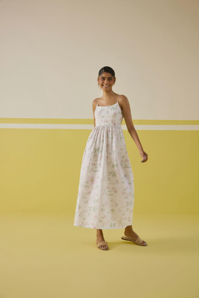 Sweet Sunshine Organic Cotton Maxi Dress poplin by SUI in multi color for women Worldwide