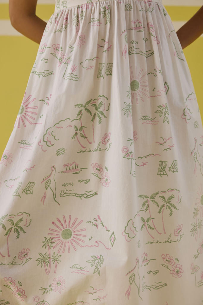 Sweet Sunshine Organic Cotton Maxi Dress poplin by SUI in multi color for women Worldwide