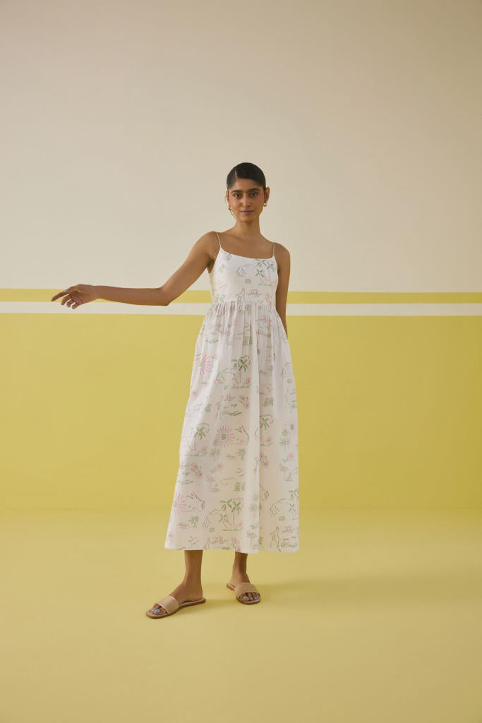 Sweet Sunshine Organic Cotton Maxi Dress poplin by SUI in multi color for women Worldwide