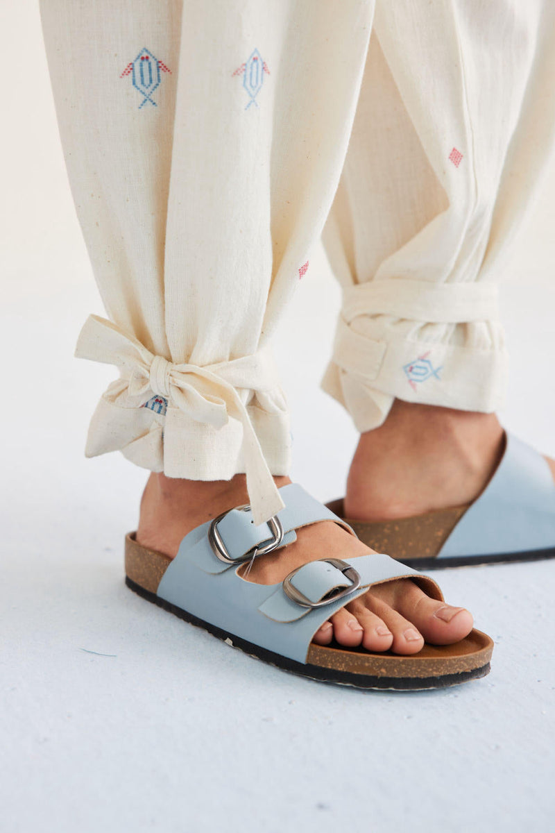Swim Free Handwoven Kala Cotton Trousers cotton by SUI in white color for women Worldwide