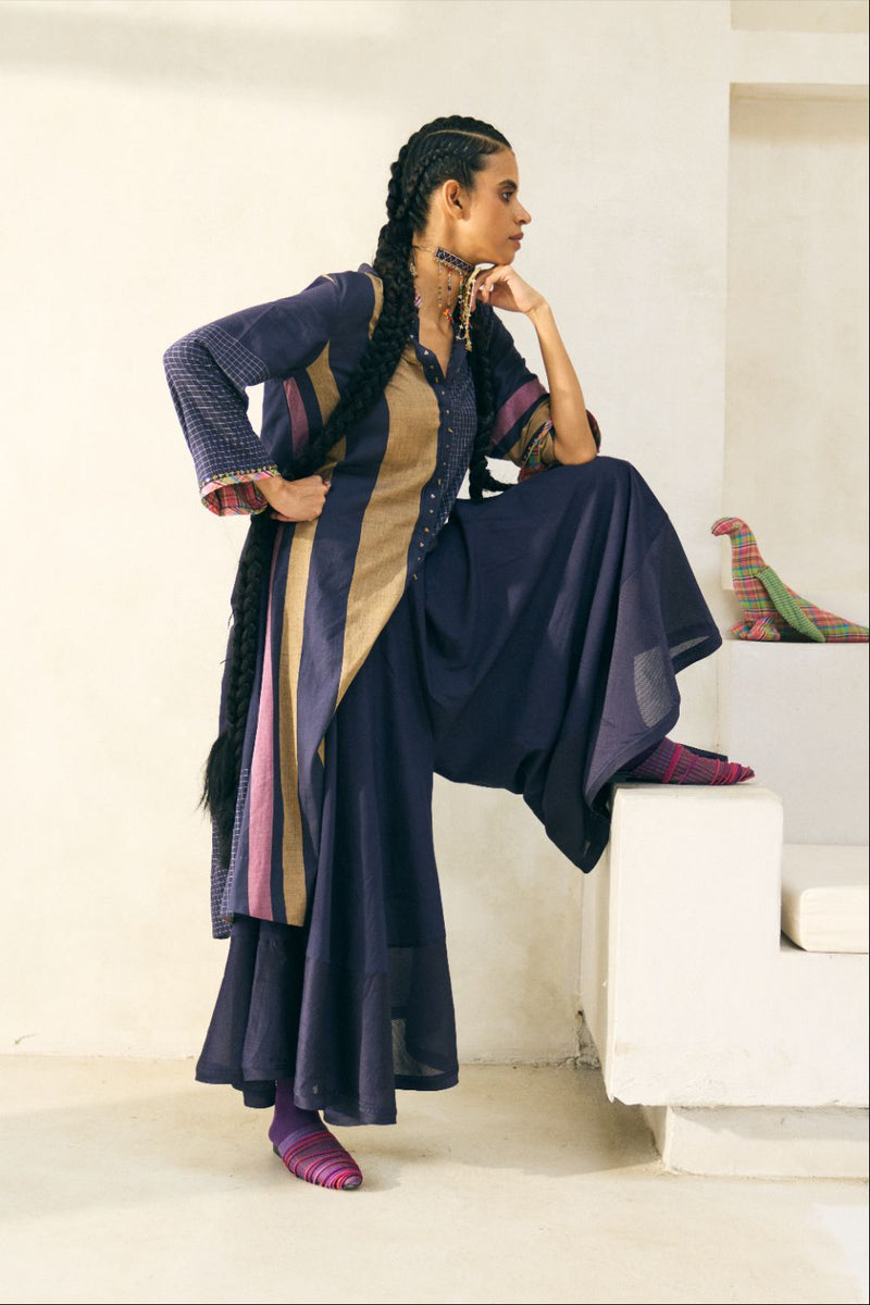 Grace Pant cotton by SWATTI KAPOOR in blue color for women Worldwide