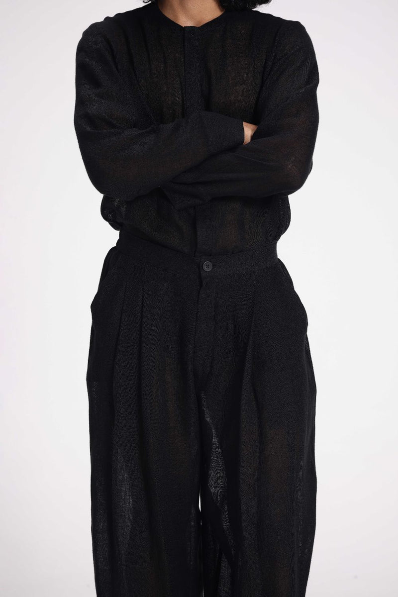 Sheer Shirt Dress and Pants Co-ord Set linen by Turn Black in black color for women Worldwide