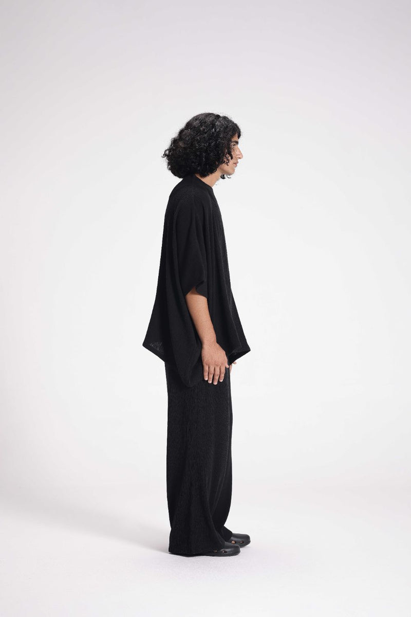 Textured High Neck Top cotton by Turn Black in black color for women Worldwide