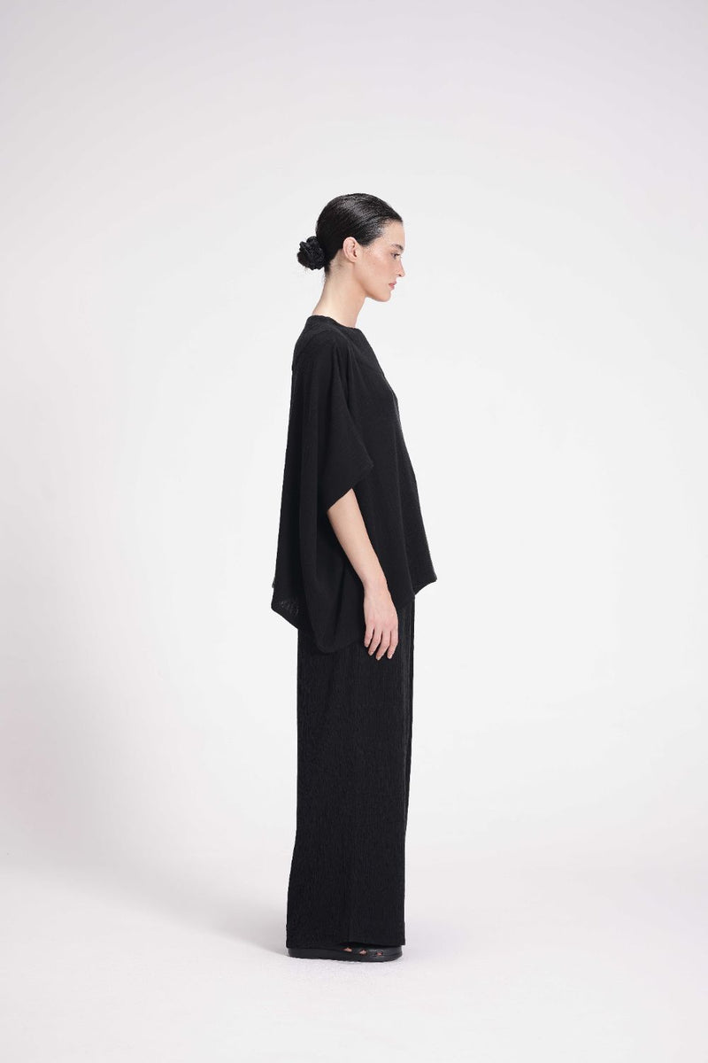 Textured High Neck Top cotton by Turn Black in black color for women Worldwide