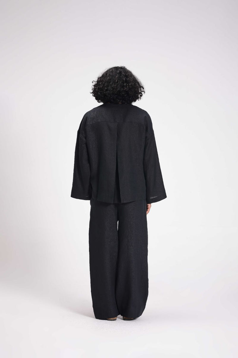 Linen Full Sleeves Top linen by Turn Black in black color for women Worldwide