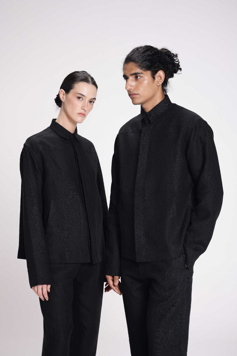 Linen Shirt with Patch Pockets linen by Turn Black in black color for women Worldwide