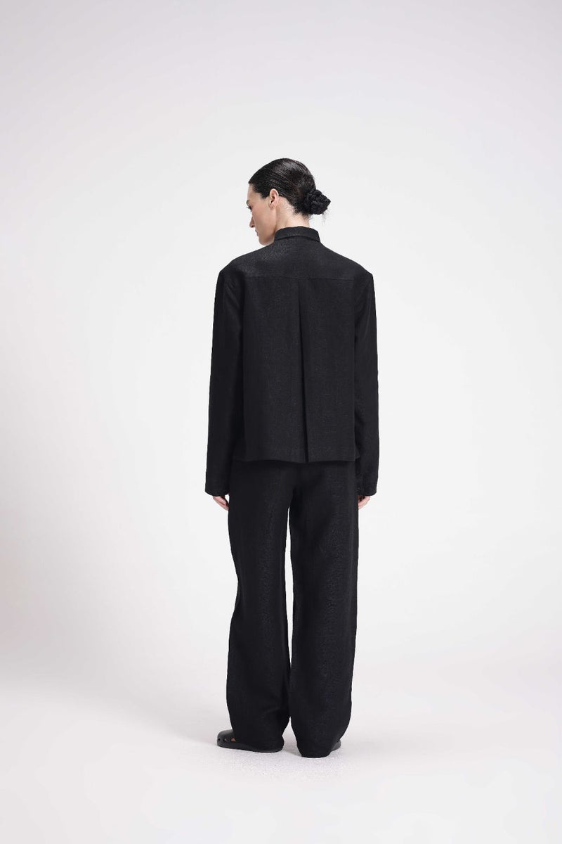 Linen Shirt with Patch Pockets linen by Turn Black in black color for women Worldwide