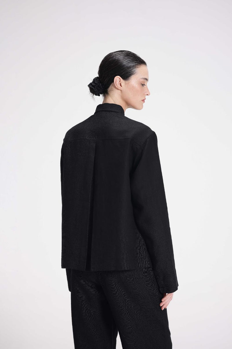 Linen Shirt with Patch Pockets linen by Turn Black in black color for women Worldwide